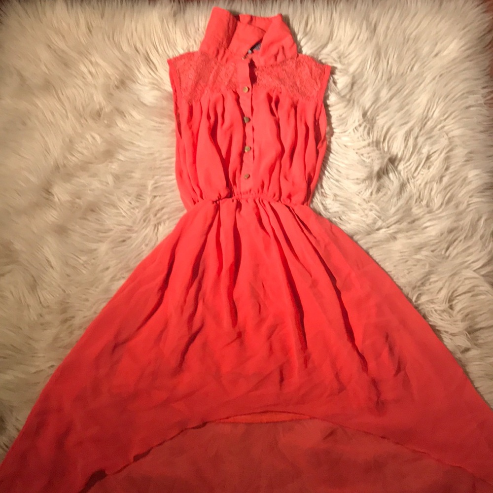 A pink orange dress